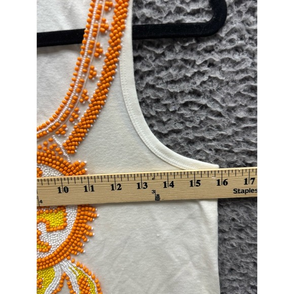 Tory Burch Beaded Logo Tank Top White Womens Size L - Picture 8 of 11